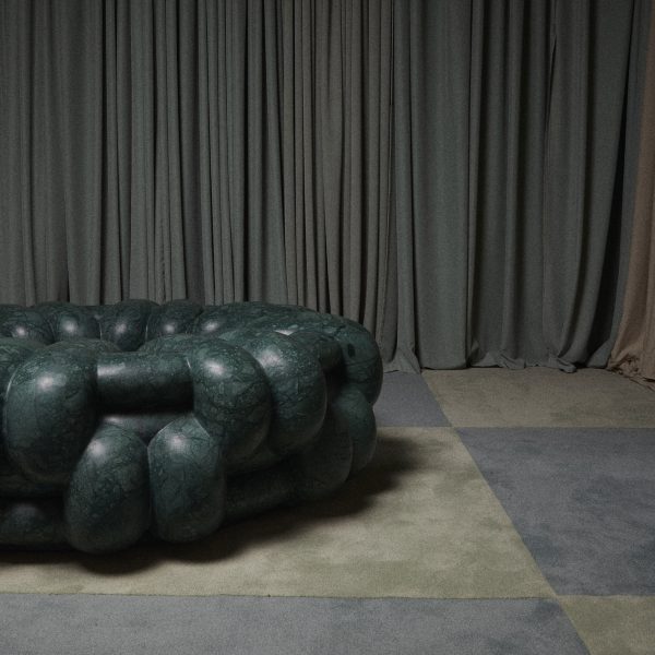 Kelly Wearstler showcases Nudo furniture in fabric-draped installation