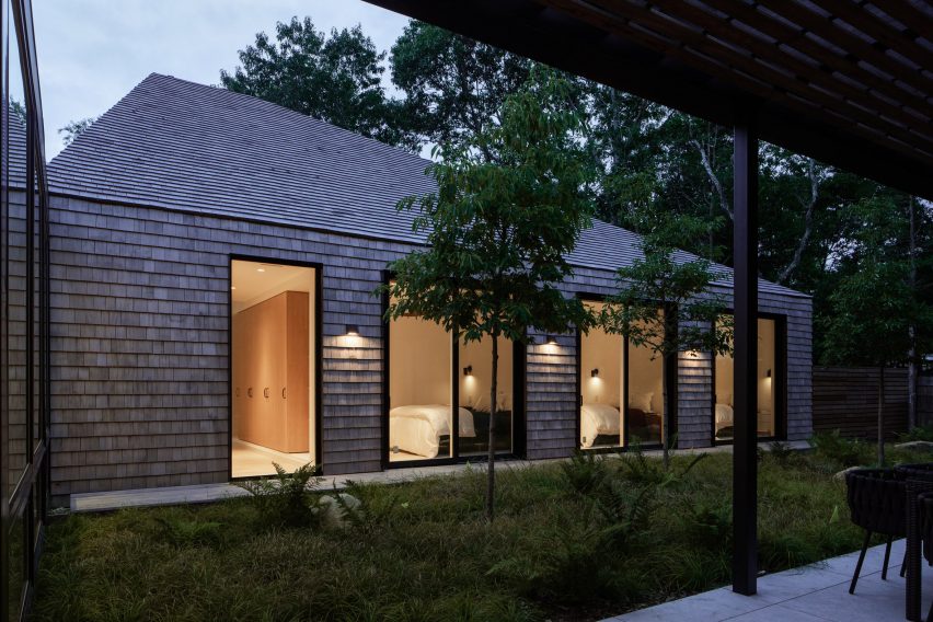 House in The Hamptons with pyramidal roofs