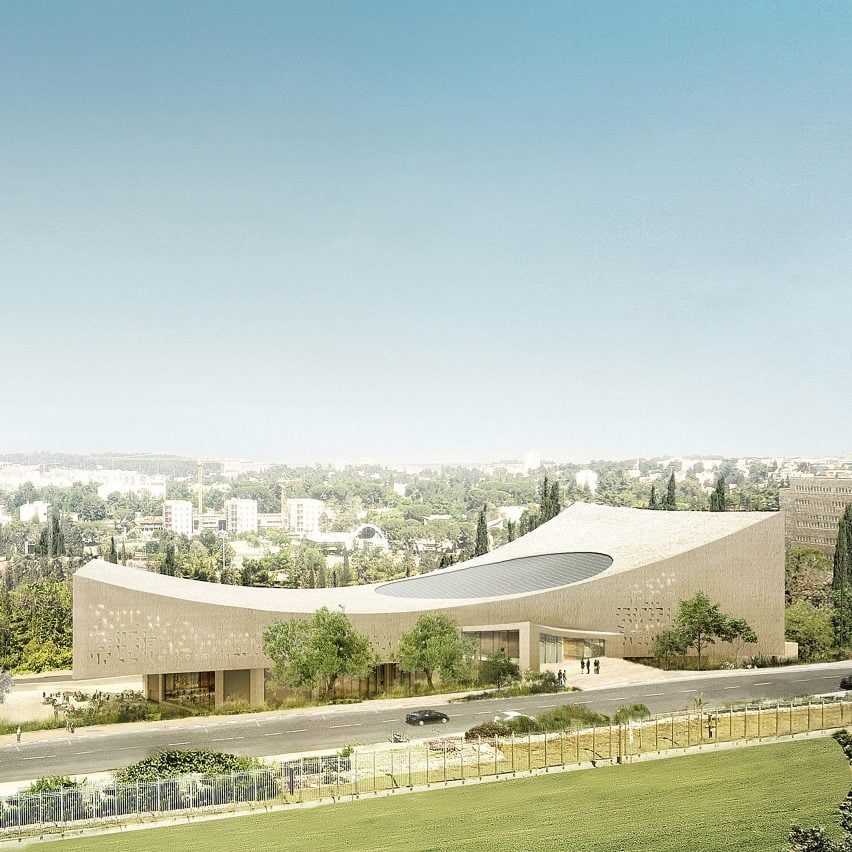 Side elevation of the National Library of Israel by Herzog & de Meuron