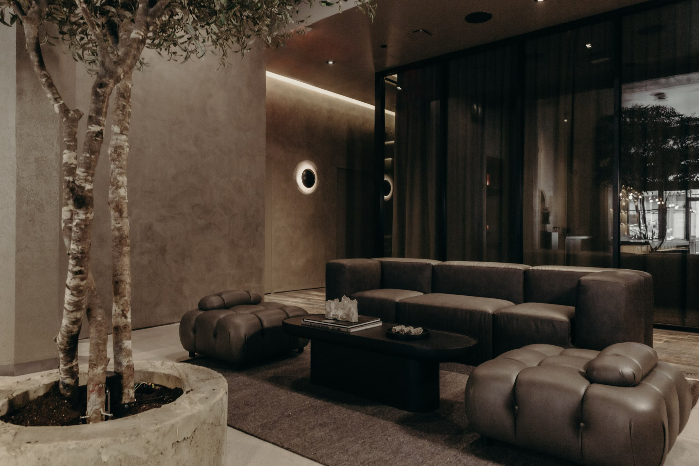 A lounge inside Remedy Place Manhattan