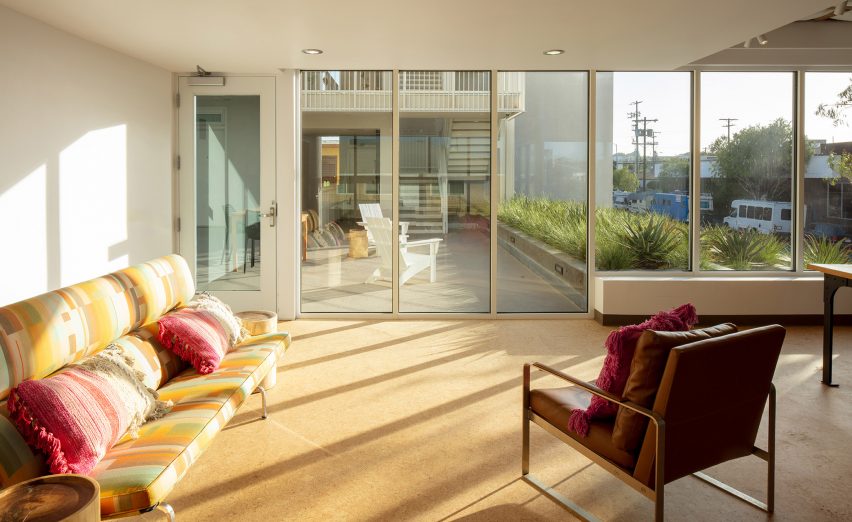 Light-filled room at the Rose Apartments in California