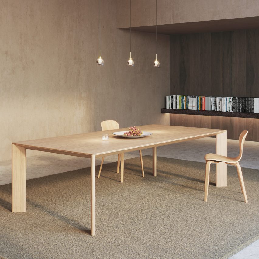 Foro oak table by Viccarbe in a dining area