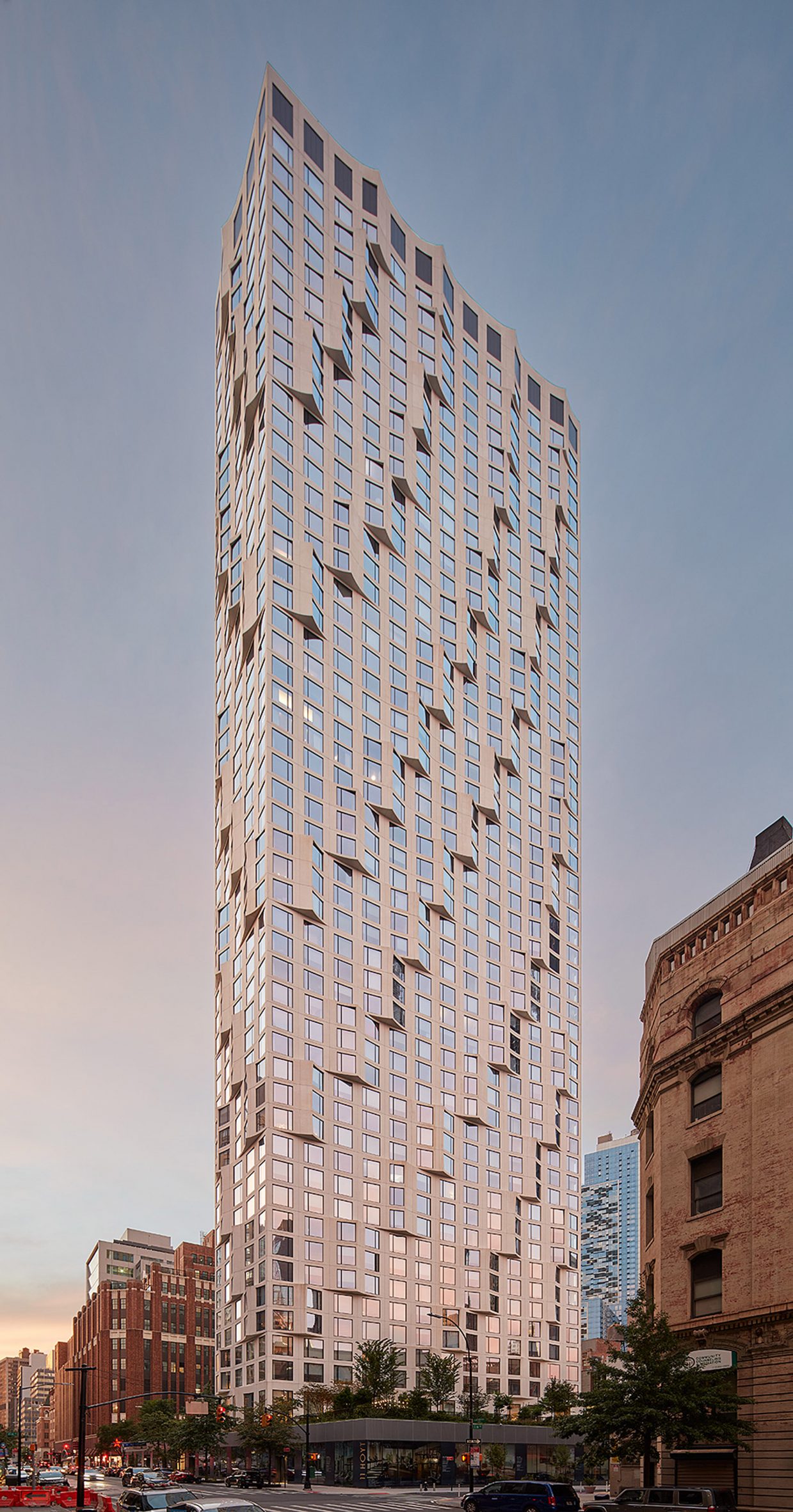 Undulating facade of Brooklyn skyscraper