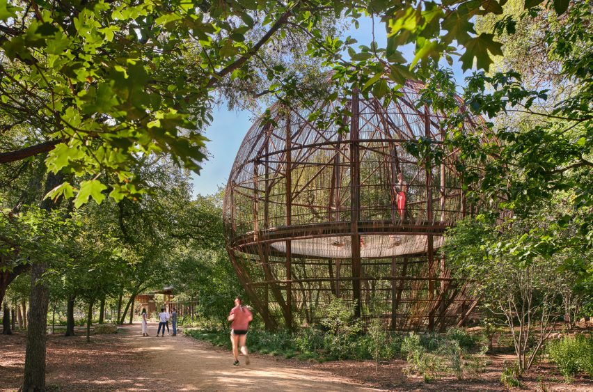 Circular outdoor installation in an Austin-based park