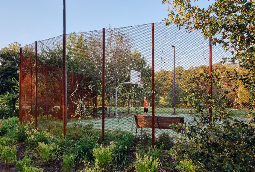 Basketball court in development by Ten Eyck Landscape Architects