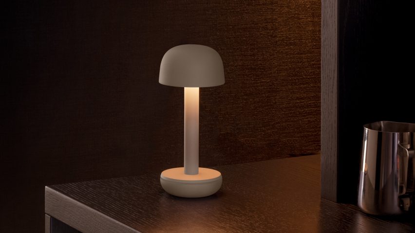 White lamp on dark table