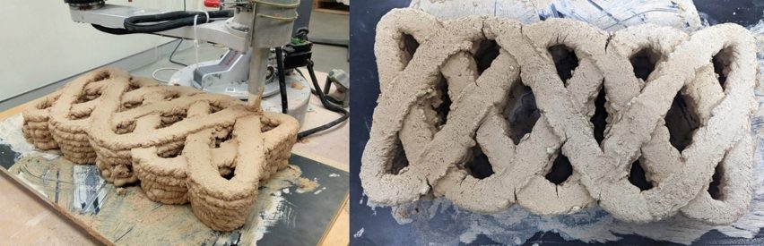 Lattice of 3D printed clay
