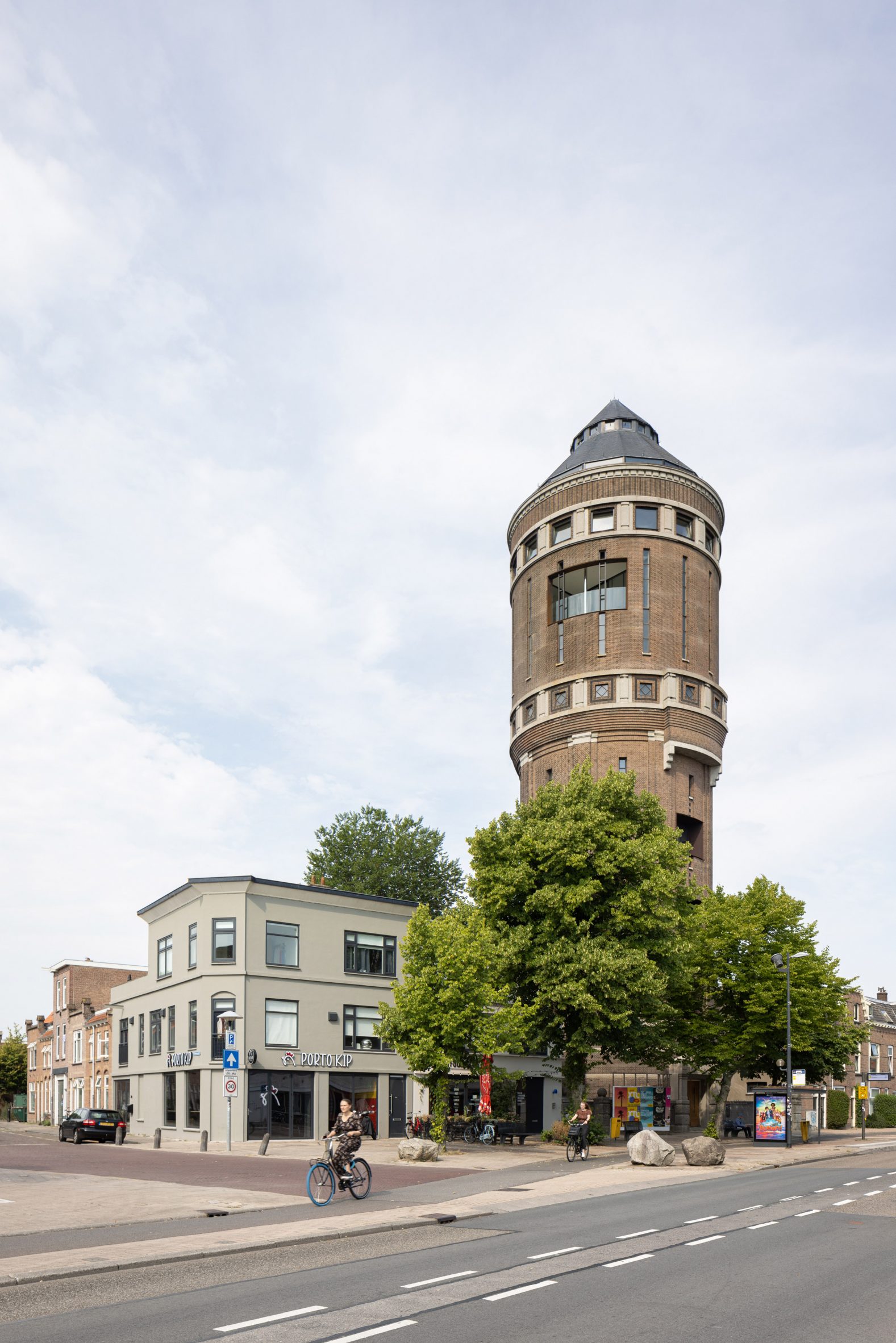 Street view of renovated Amsterdamsestraatweg water tower 