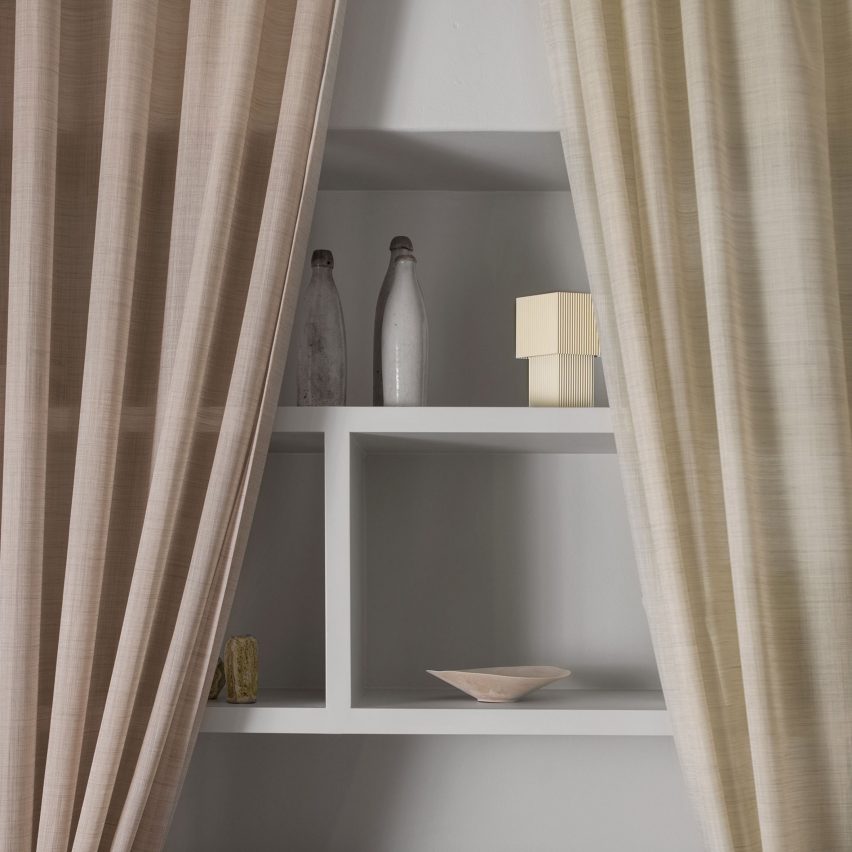 Image of a shelf and curtains