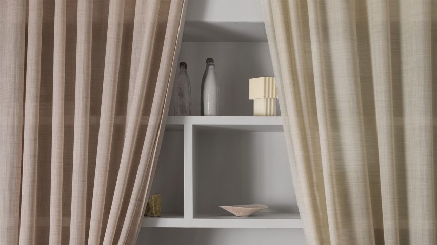 Image of a shelf and curtains
