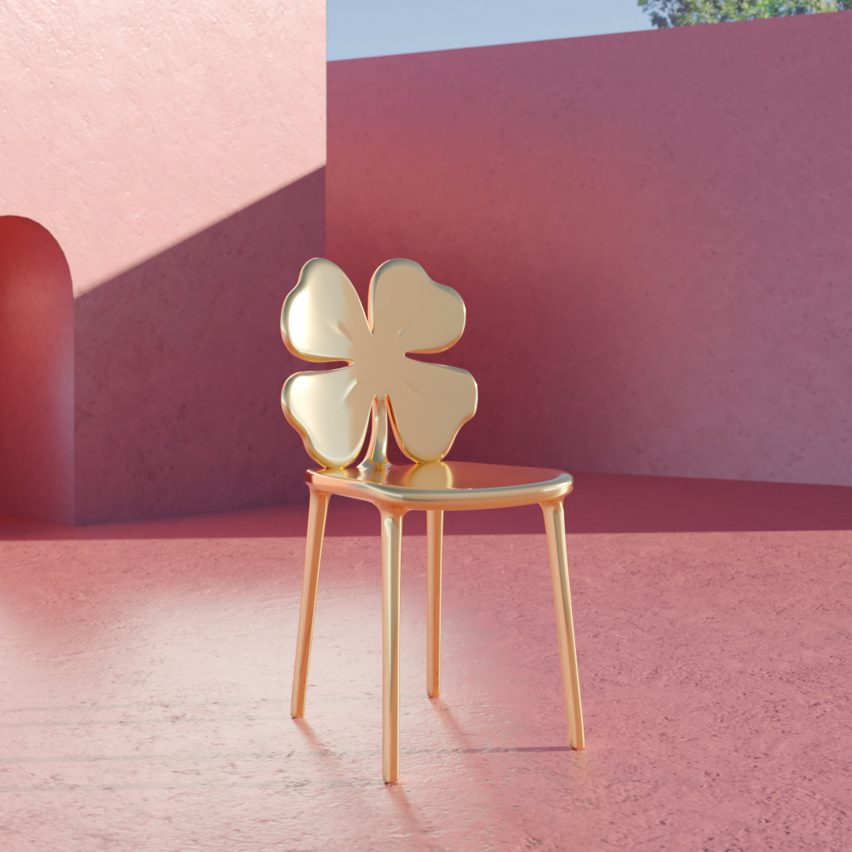 Photo of a gold clover-shaped chair