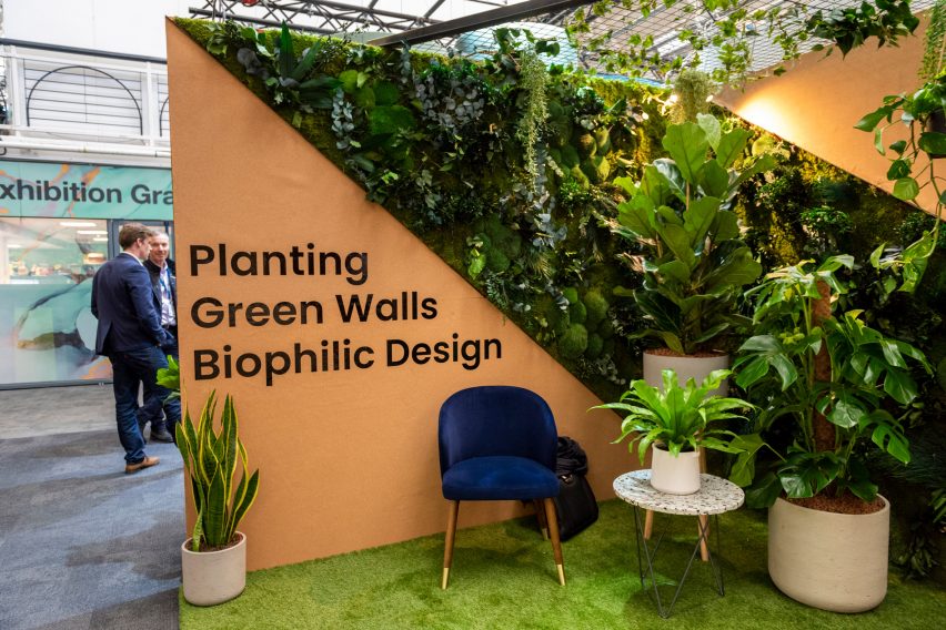 Photo of a living wall in a brand stall