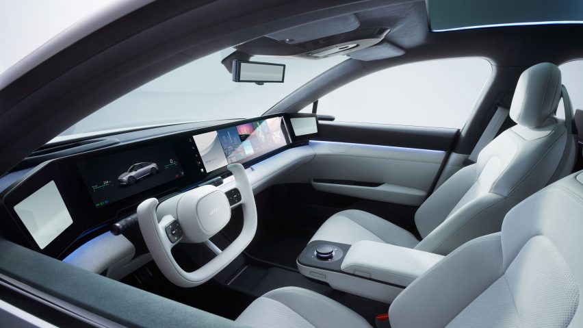 Cockpit of prototype Afeela EV by Honda and Sony as launched at CES