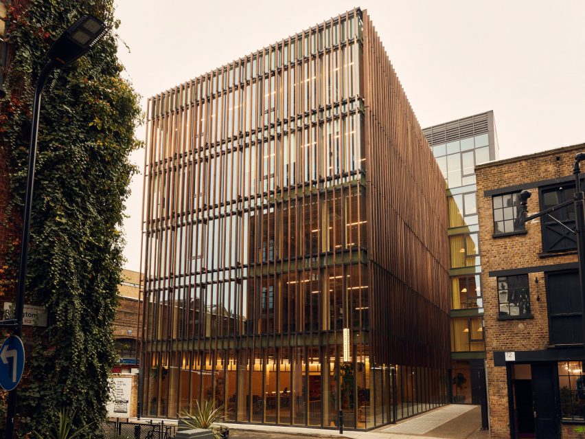 Black and White building made from mass timber