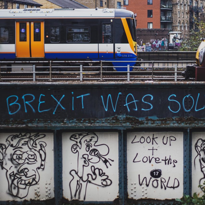 Brexit graffiti on railway