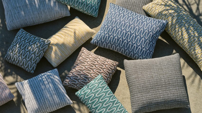 Pillows and cushions in carious colourful geometric patterns