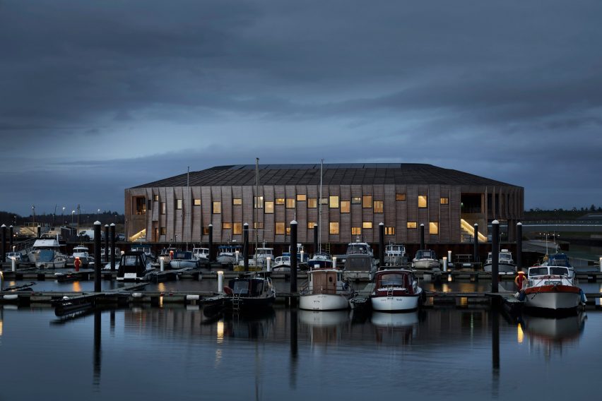 Exterior of Esbjerg Maritime Center from the water