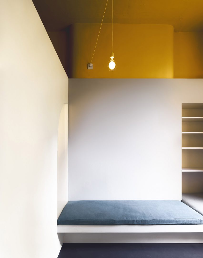 Multi-purpose bench within micro apartment in Glasgow