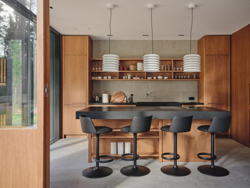 Hanna Karits-designed bespoke cabinetry in kitchen of Estonian holiday home