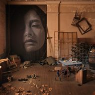 Industrial interior at the Time exhibition by Rone