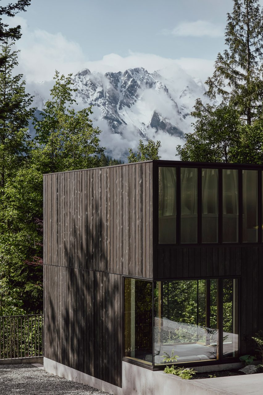 Черненая деревянная облицовка прямолинейного канадского дома от Leckie Studio