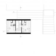 Second floor plan of Na Rade House by NOIZ architekti