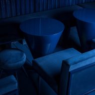 Blue furniture in Naked and Famous bar by Lucas y Hernández-Gil