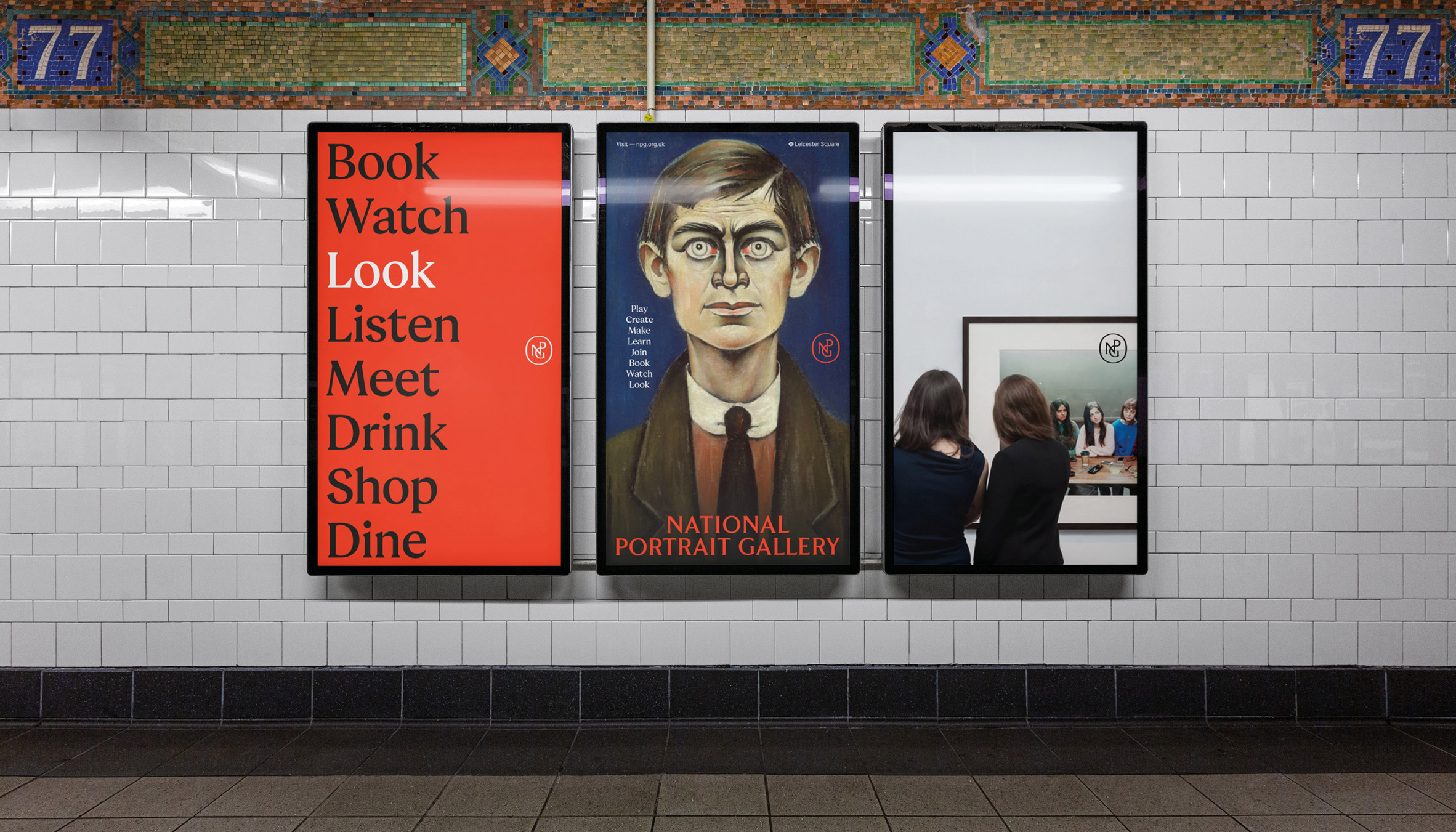 London underground tube posters for National Portrait gallery new brand identity