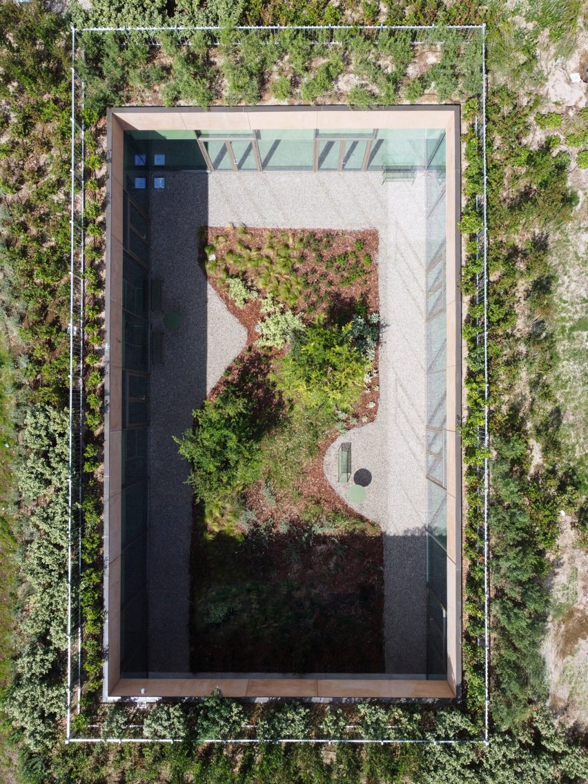 Bird's eye view of the Fendi factory's green roof