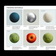 Render of six materials from PlasticFree materials platform by A Plastic Planet