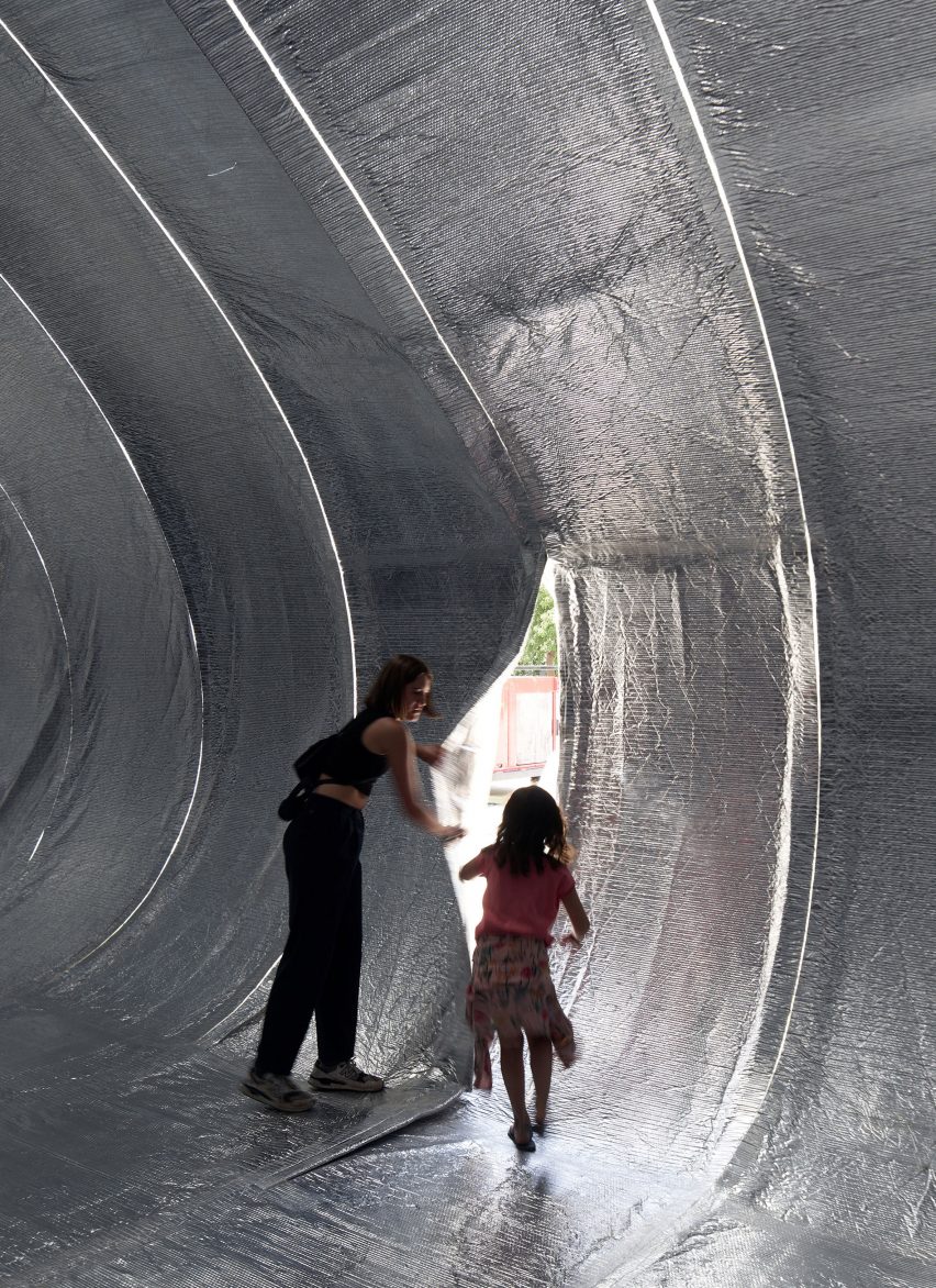 Entrance to the inflatable pavilion in Santiago