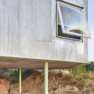 Building volume raised off the ground at Rambla Climate-House by Andrés Jaque, Office for Political Innovation and Miguel Mesa del Castillo