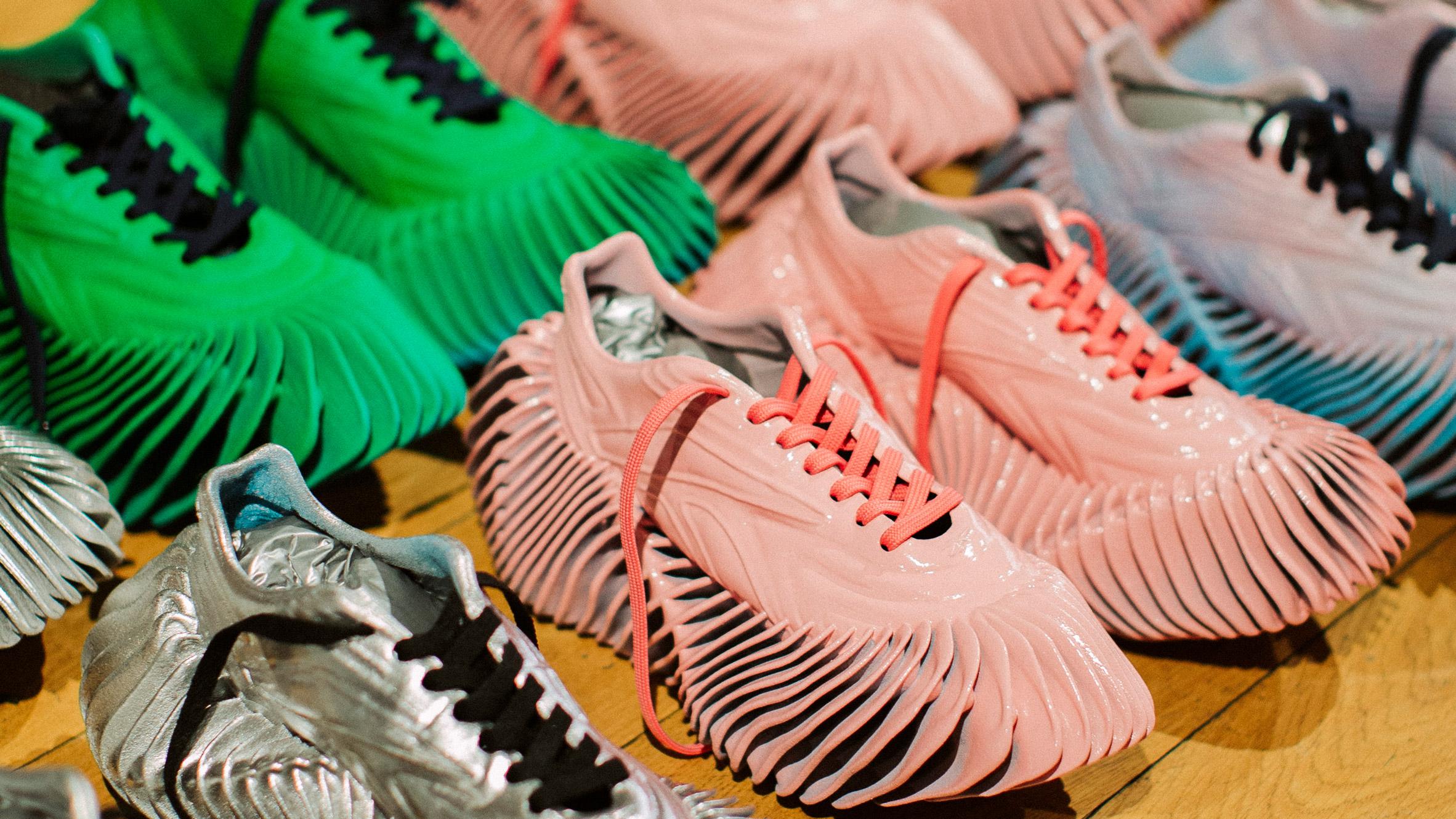 Dialogue strip cordless Reebok and Botter unveil vibrant 3D-printed trainers informed by seashells