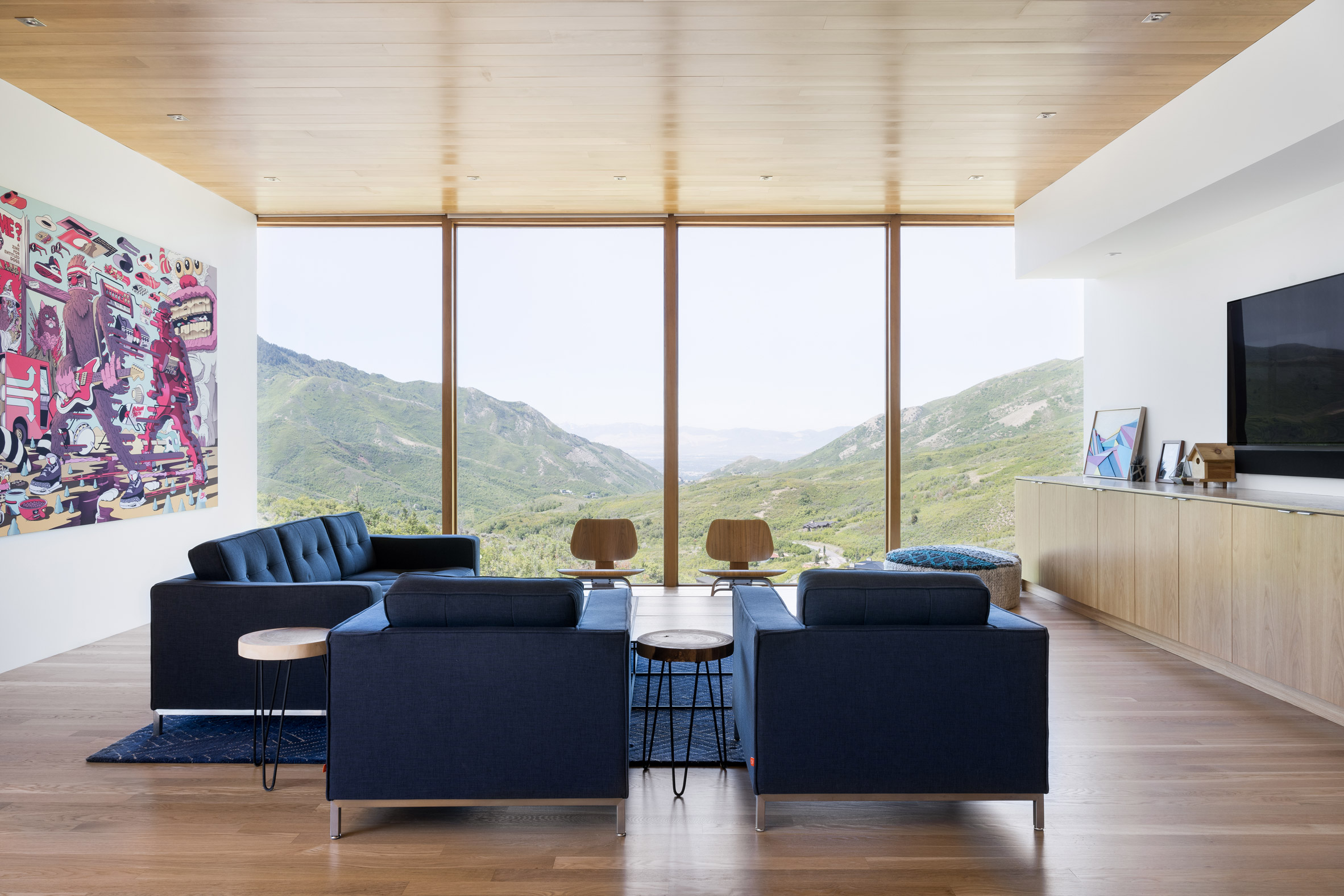 Interior living room of home at foot of Rocky Mountains in Utah