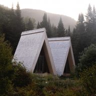 Atelier l'Abri creates A-frame micro-cabins in Quebec forest