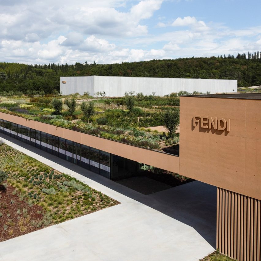 Piuarch tops Fendi factory with green roof to blend into Tuscan landscape