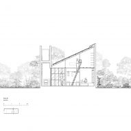 Section drawing of a steel structure home by MIA Design Studio