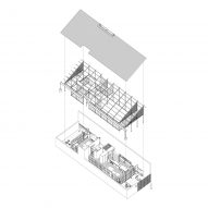 Exploded axonometric drawing of a steel structure home by MIA Design Studio