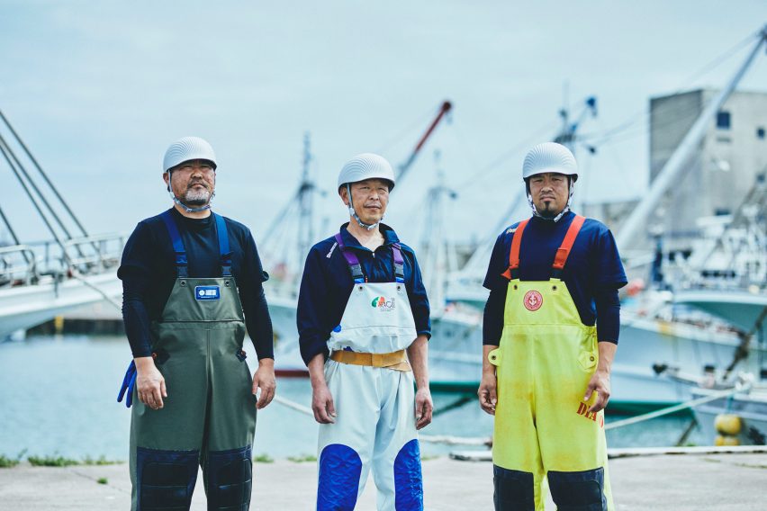 Three fishermen wearing Shellmet helmets in Japan