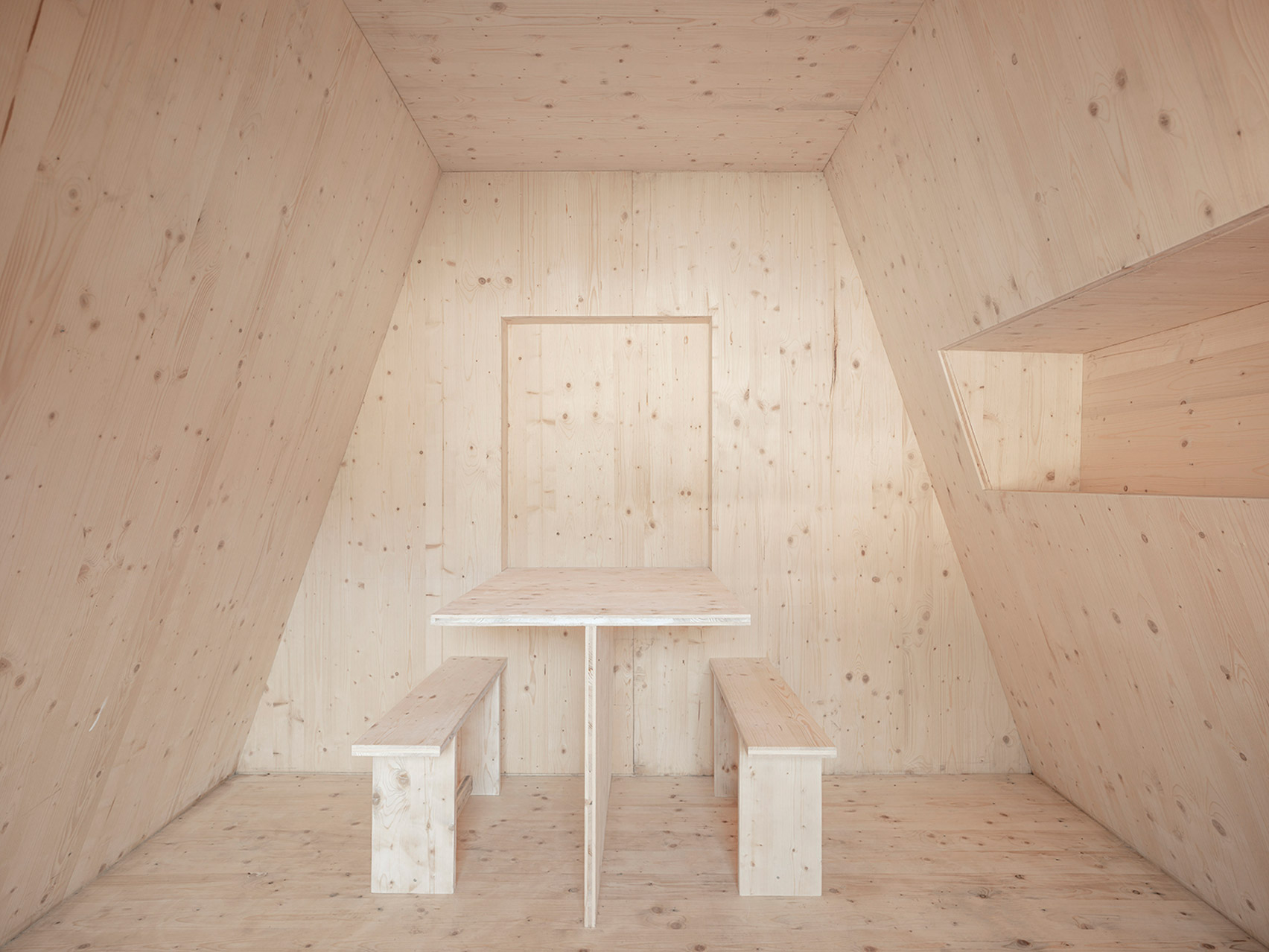 Wood-lined cabin interior designed by Bureau