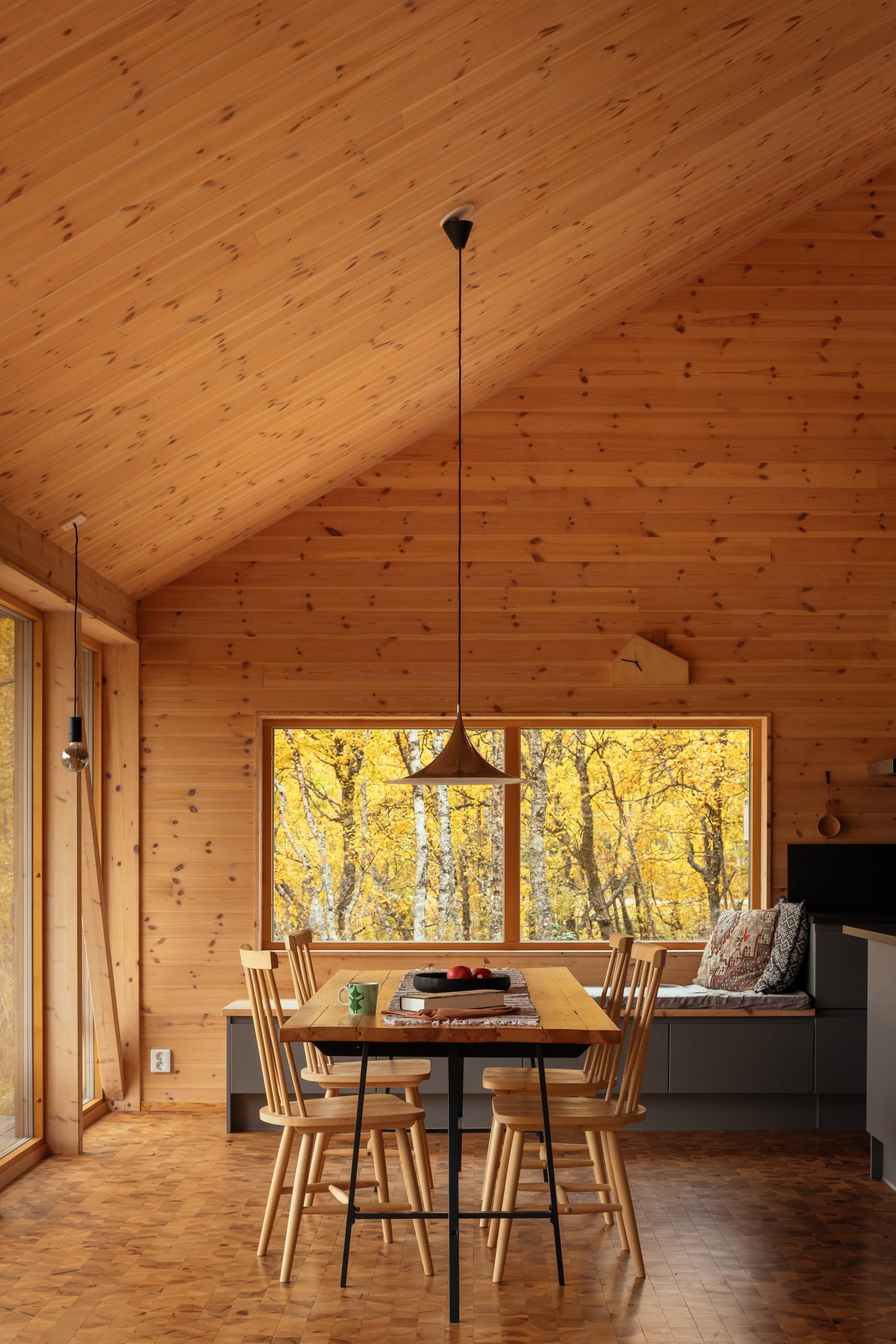 Sitting and dining area of The Hat House in Sweden