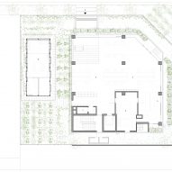 First floor plan of Urban Farming Office by Vo Trong Nghia Architects