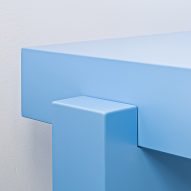 Detail of sky blue sideboard