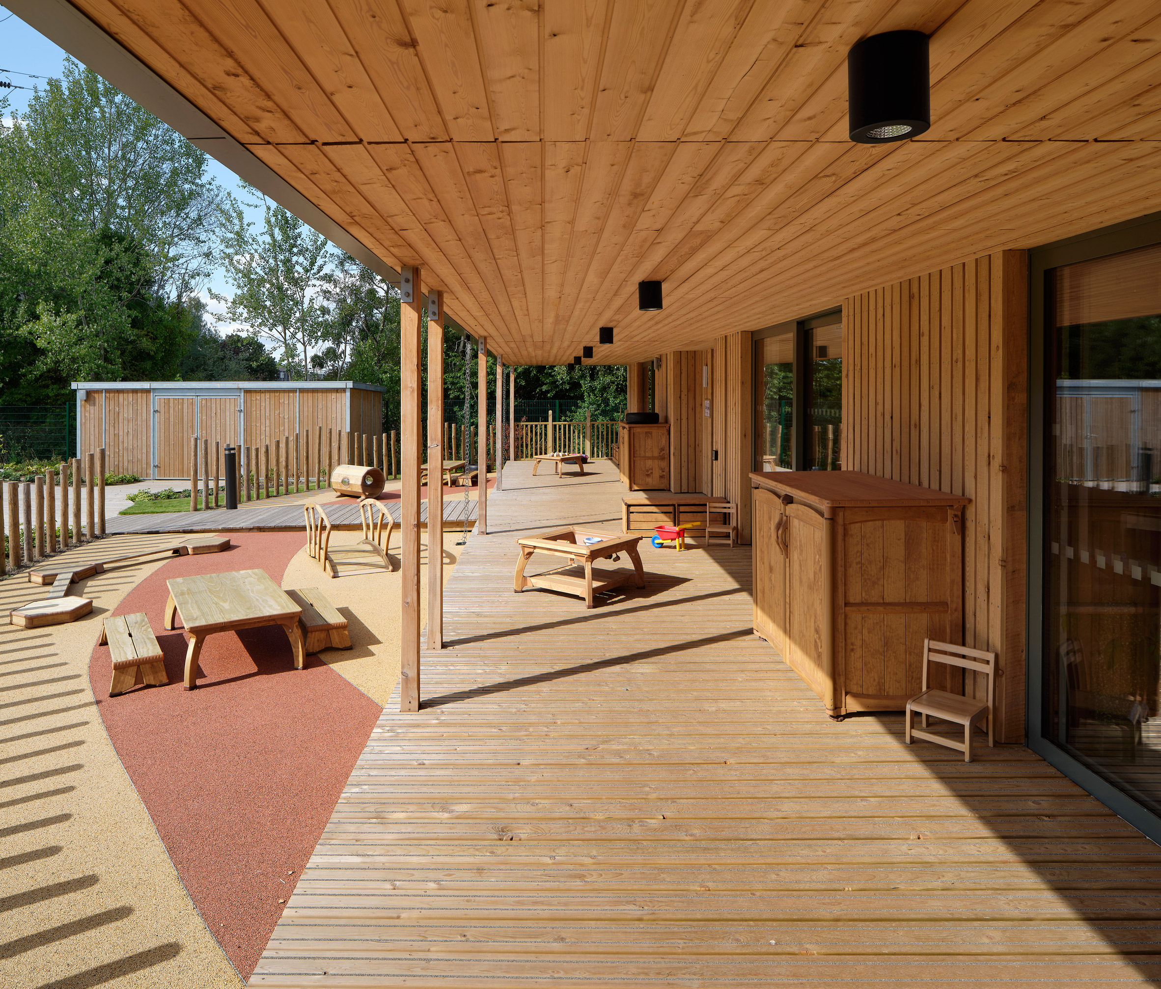 Colonnade outside Woodlands Day Nursery and Forest School 