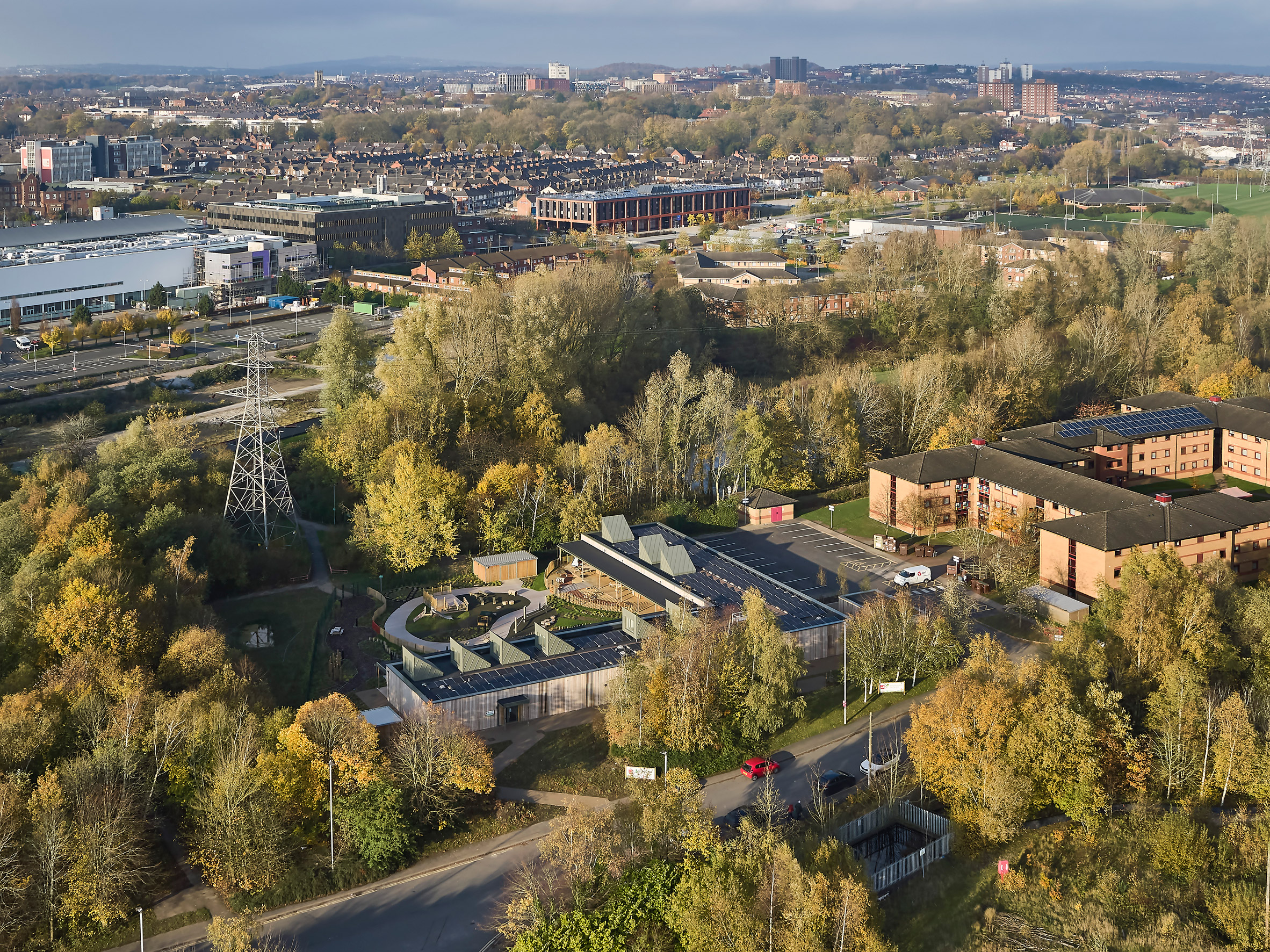 Aerial view of Staffordshire University nursery