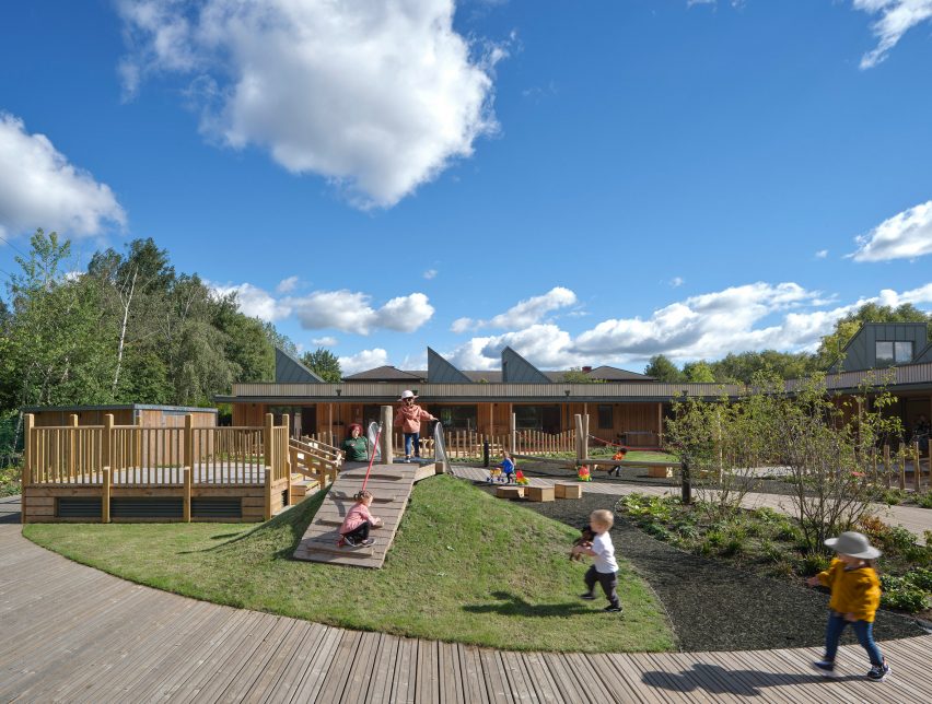 Play area at Woodlands Day Nursery and Forest School by Feilden Clegg Bradley Studios