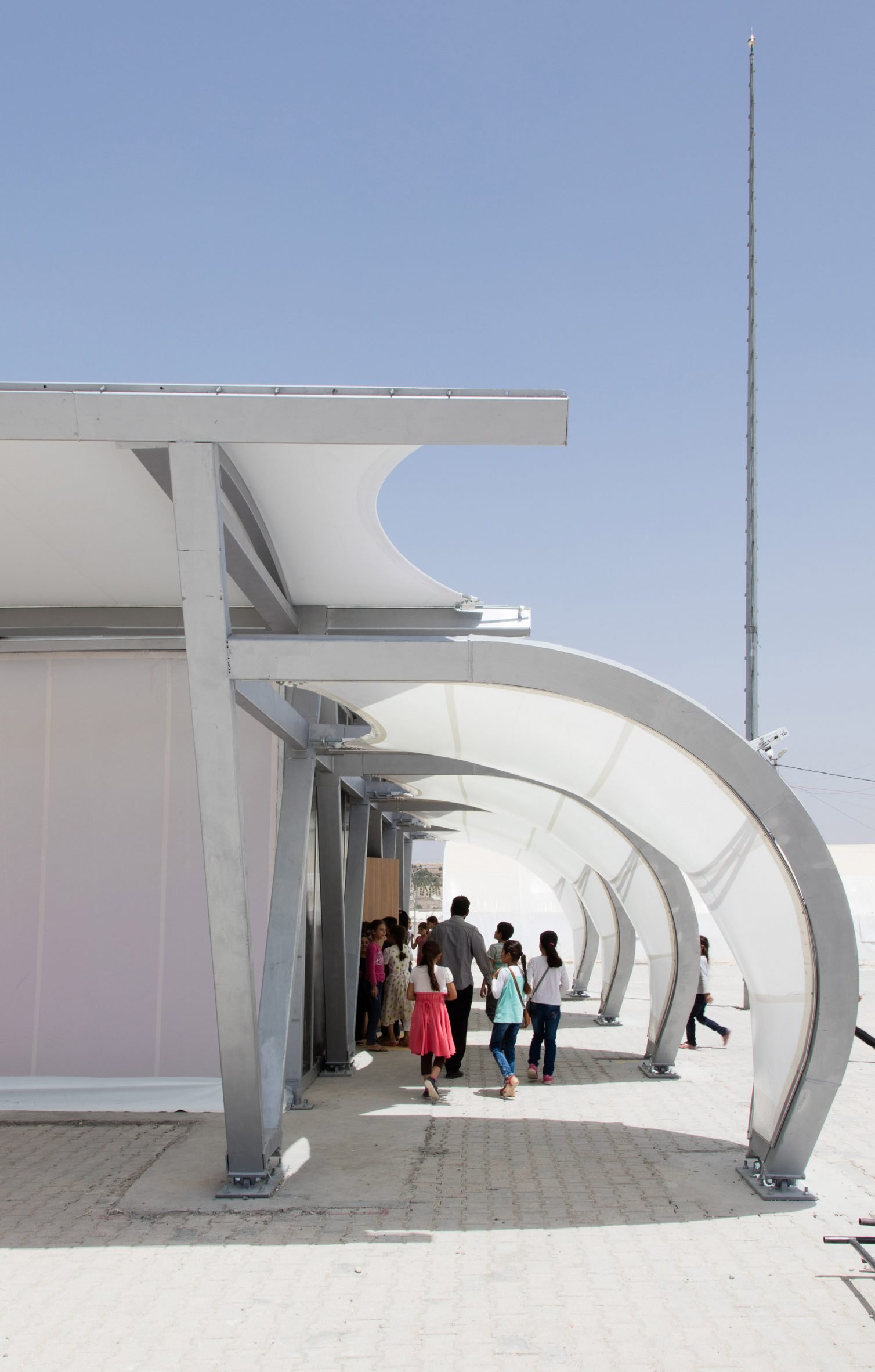 Zaha Hadid Architecture steel beams on refugee tent