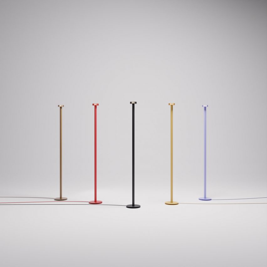 Multi-coloured floor lamps on grey backdrop