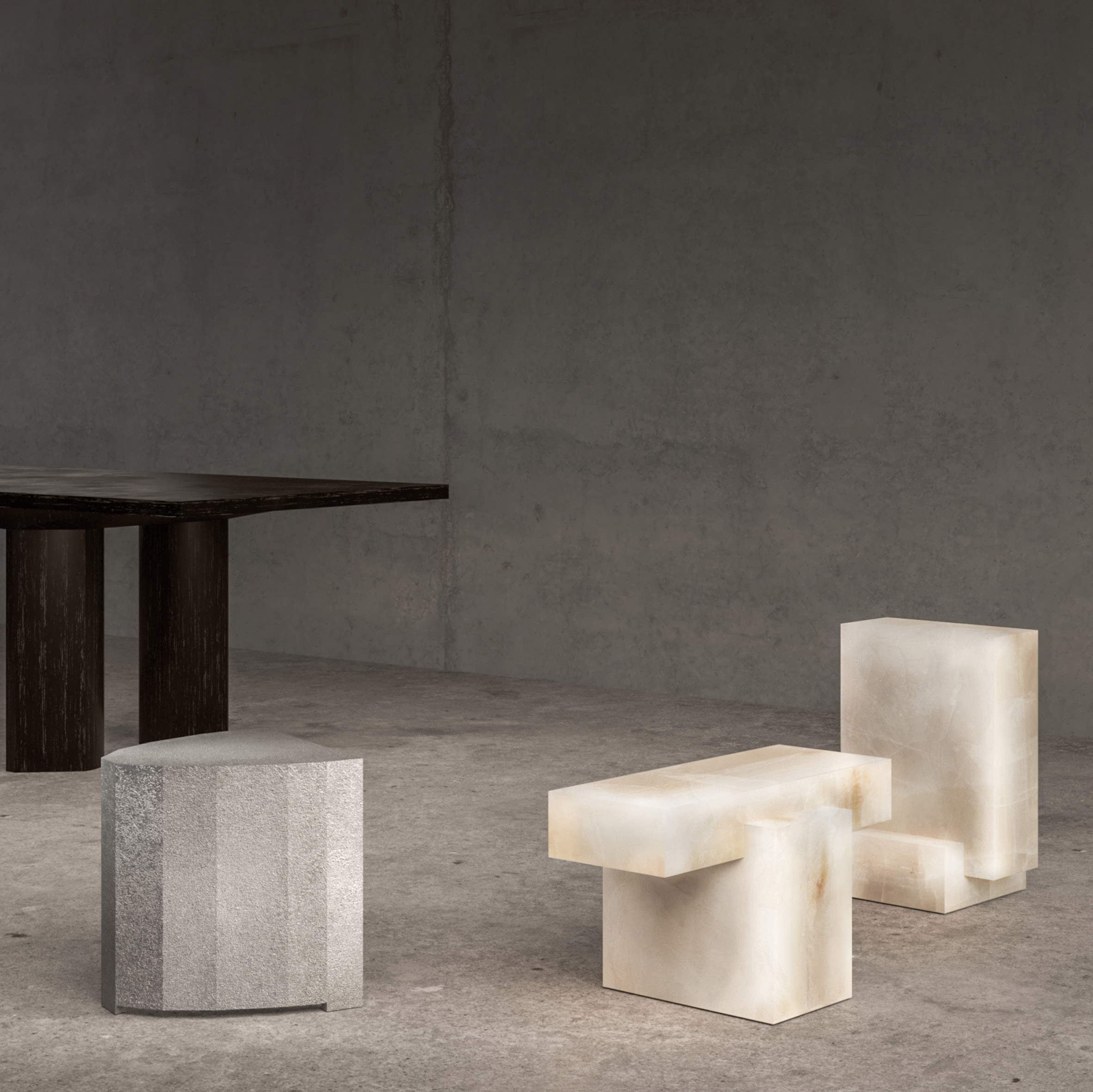 Geometric furniture made from stone