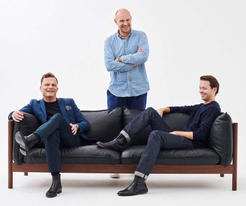 Daniel Rybakken, Andreas Engesvik and Rolf Hay on the Arbour Sofa for Hay